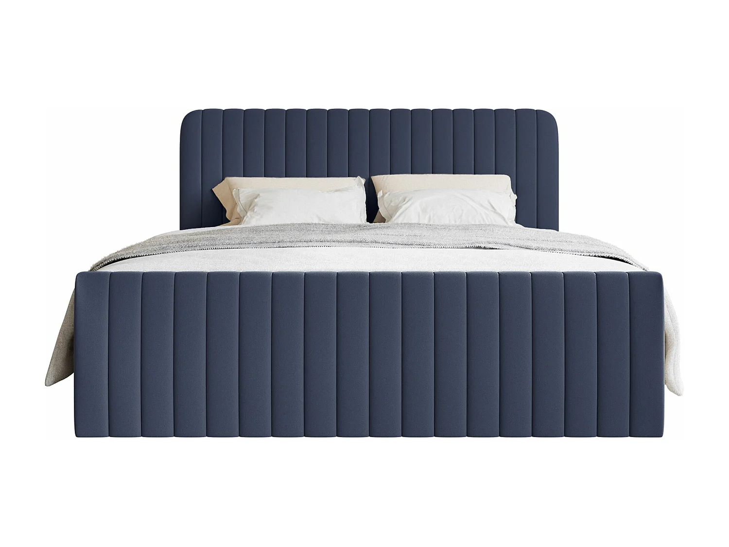 Lit continental avec surmatelas - 140x200 cm - chenille marine - SALIANO