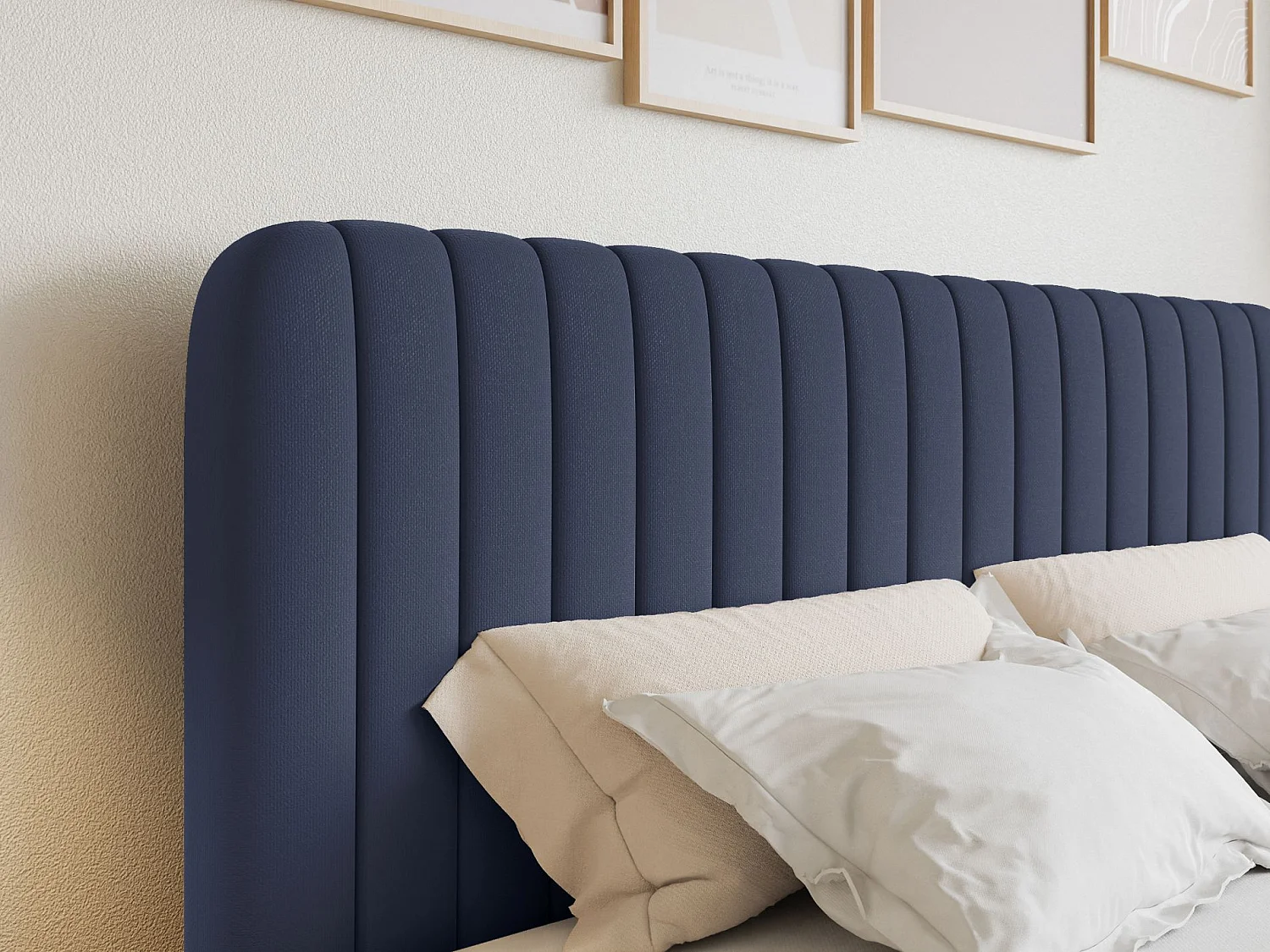 Lit continental avec surmatelas - 140x200 cm - chenille marine - SALIANO