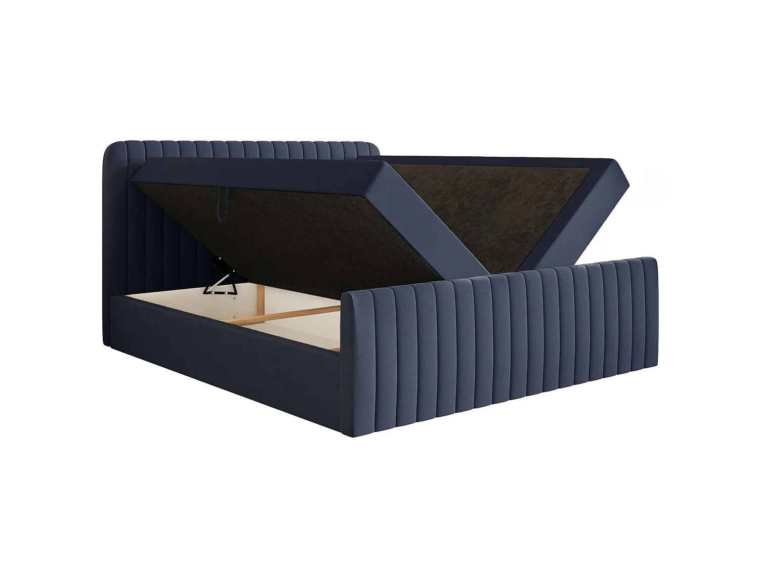 Lit continental avec surmatelas - 140x200 cm - chenille marine - SALIANO
