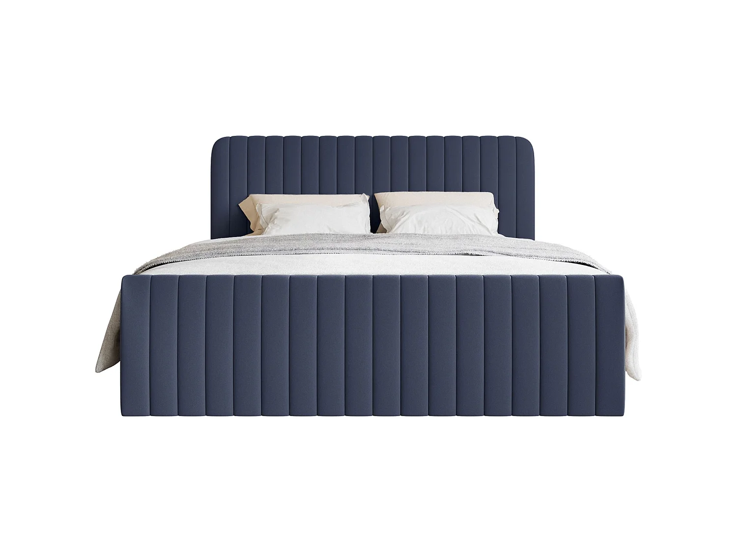 Lit continental avec surmatelas - 140x200 cm - chenille marine - SALIANO