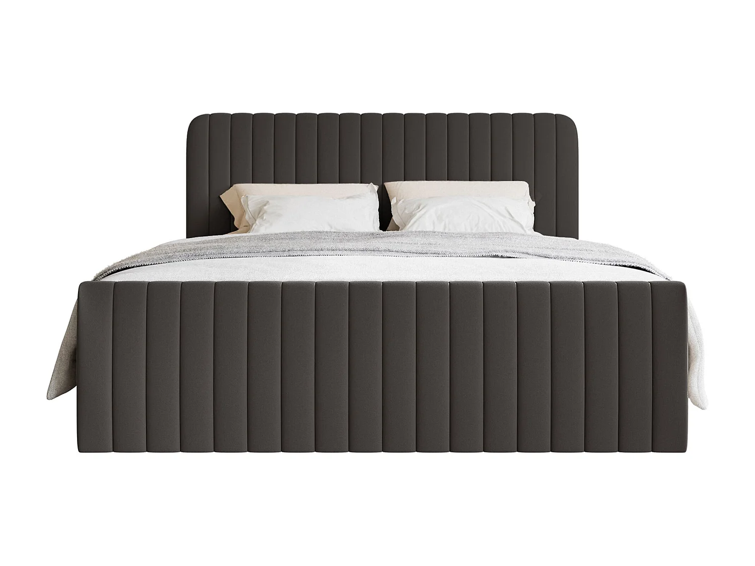 Lit continental avec surmatelas - 160x200 cm - chenille graphite - SALIANO