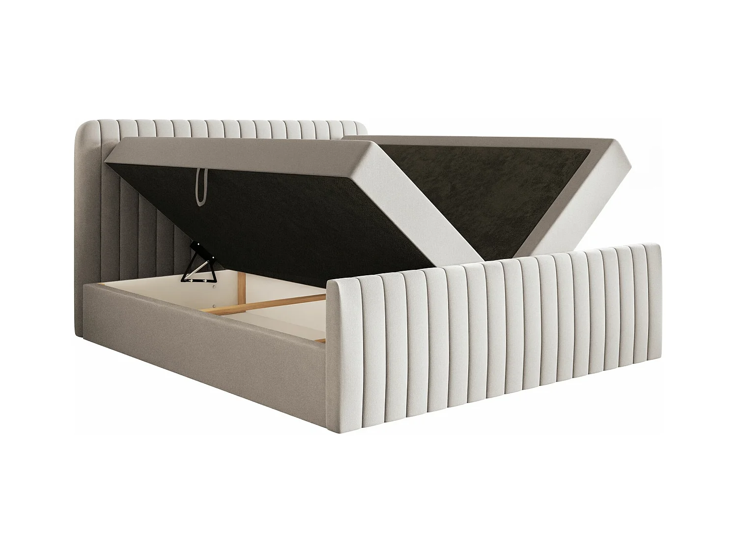 Continentaal bed met matrastopper - 180x200 cm - lichtbeige chenille - SALIANO