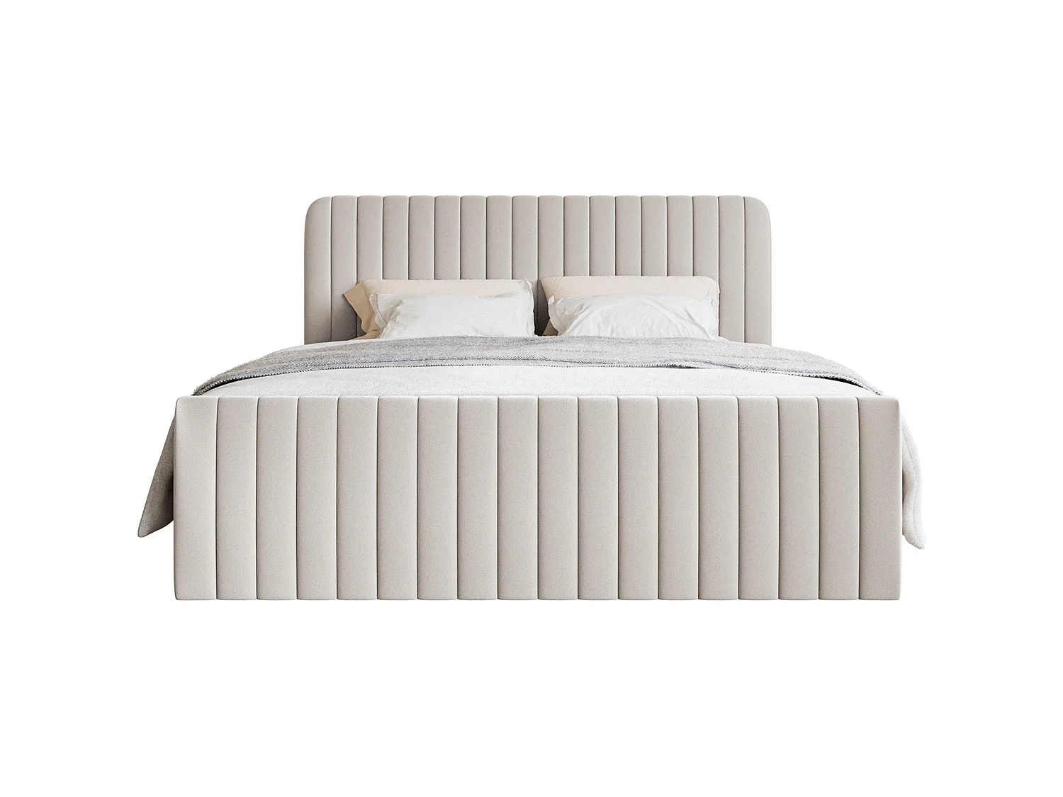 Lit continental avec surmatelas - 180x200 cm - chenille beige clair - SALIANO