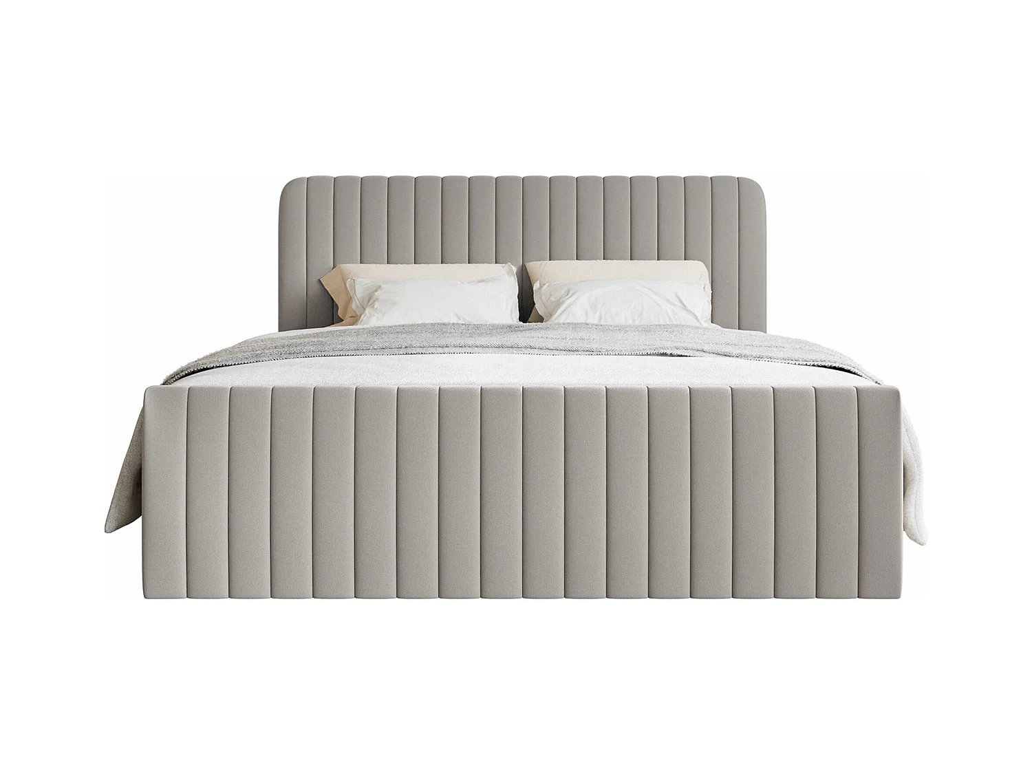 Lit continental avec surmatelas - 140x200 cm - chenille grège - SALIANO