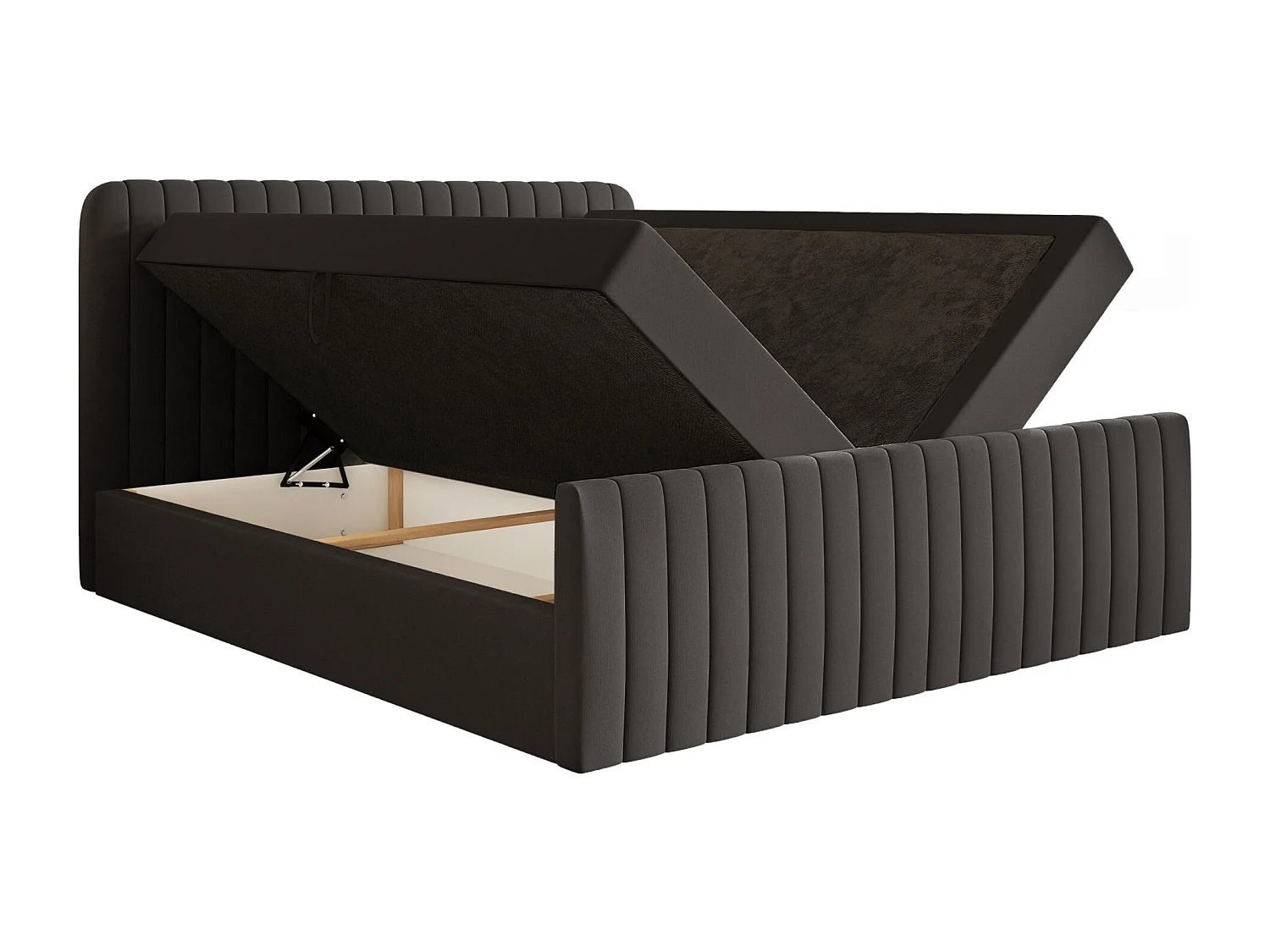 Continentaal bed met matrastopper - 180x200 cm - grafiet chenille - SALIANO