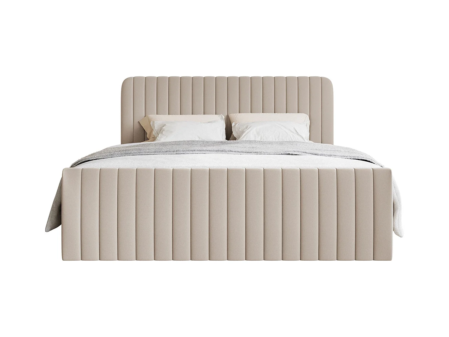 Continentaal bed met matrastopper - 180x200 cm - beige chenille - SALIANO