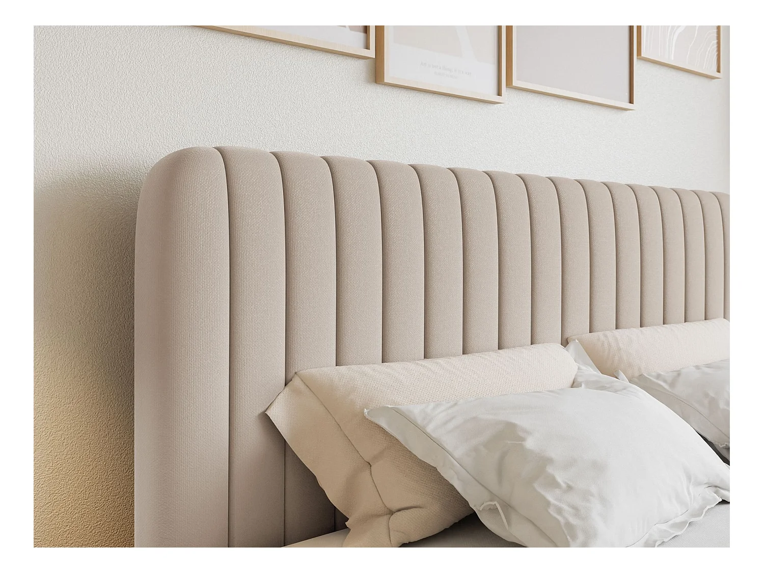 Continentaal bed met matrastopper - 180x200 cm - beige chenille - SALIANO