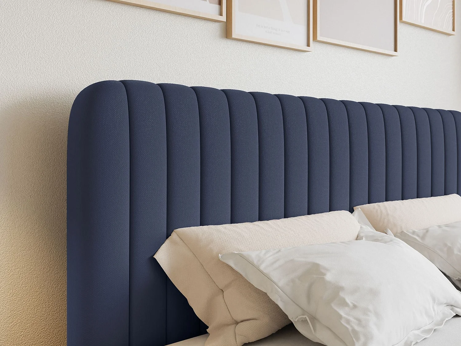 Lit continental avec surmatelas - 180x200 cm - chenille marine - SALIANO