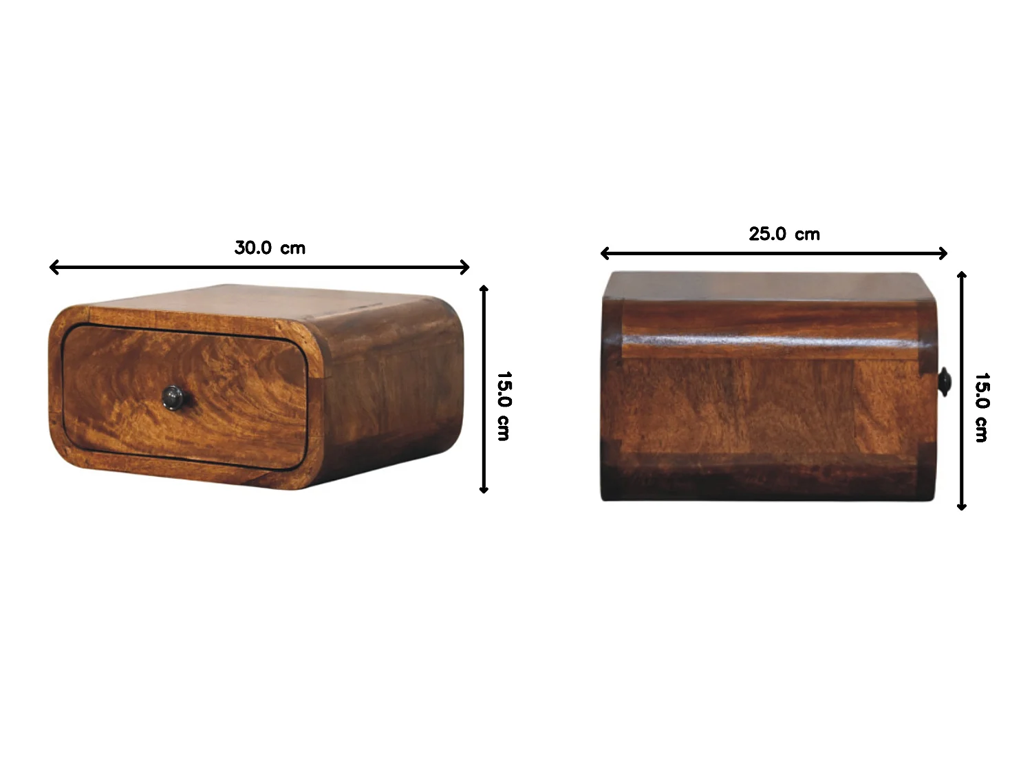 Artisan Furniture Avora Mini veggmontert nattbord med 1 skuff i solid kastanjefinish