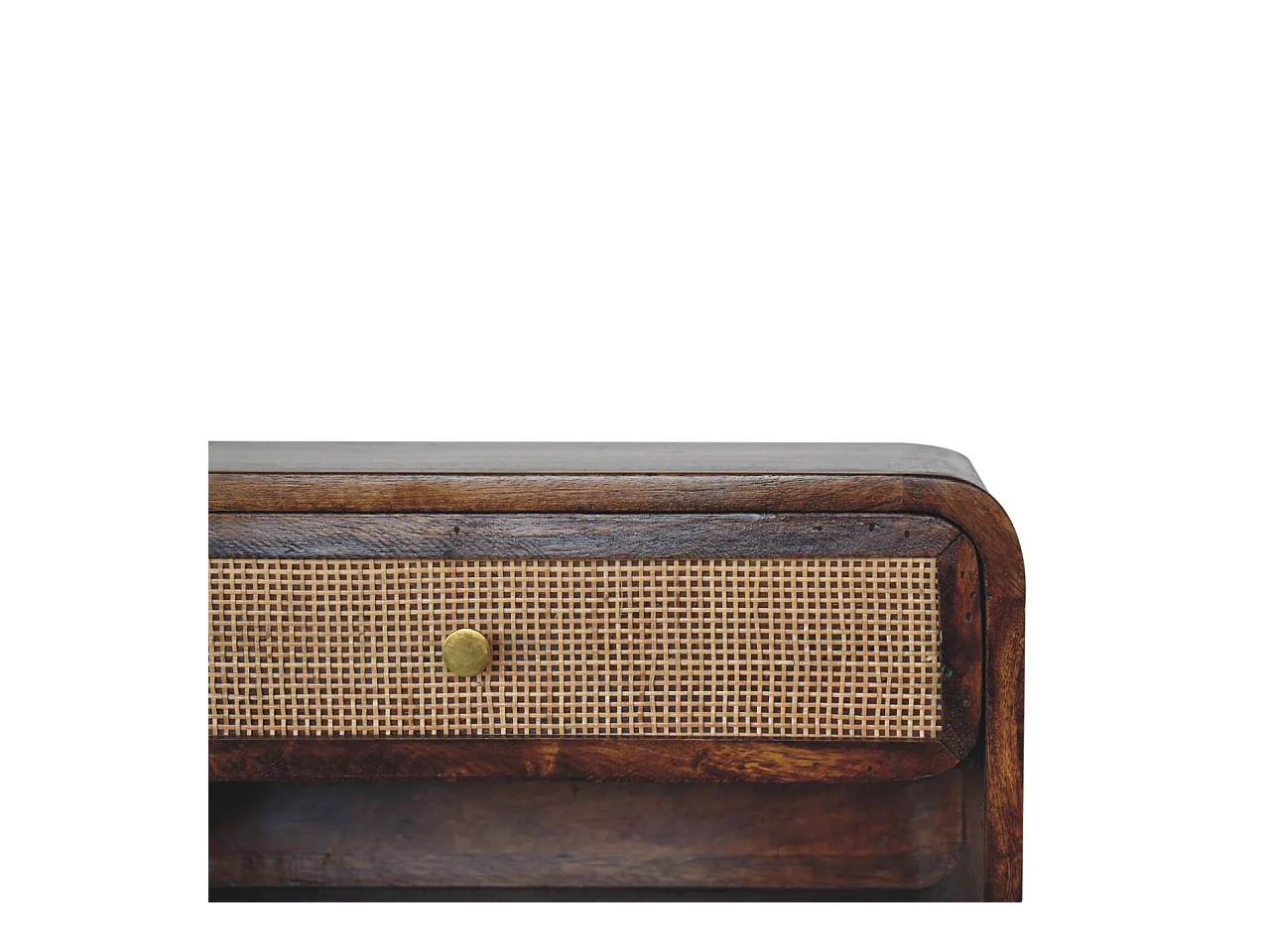 Artisan Furniture Wandmontierter offener geflochtener Nachttisch aus massivem Kastanienholz