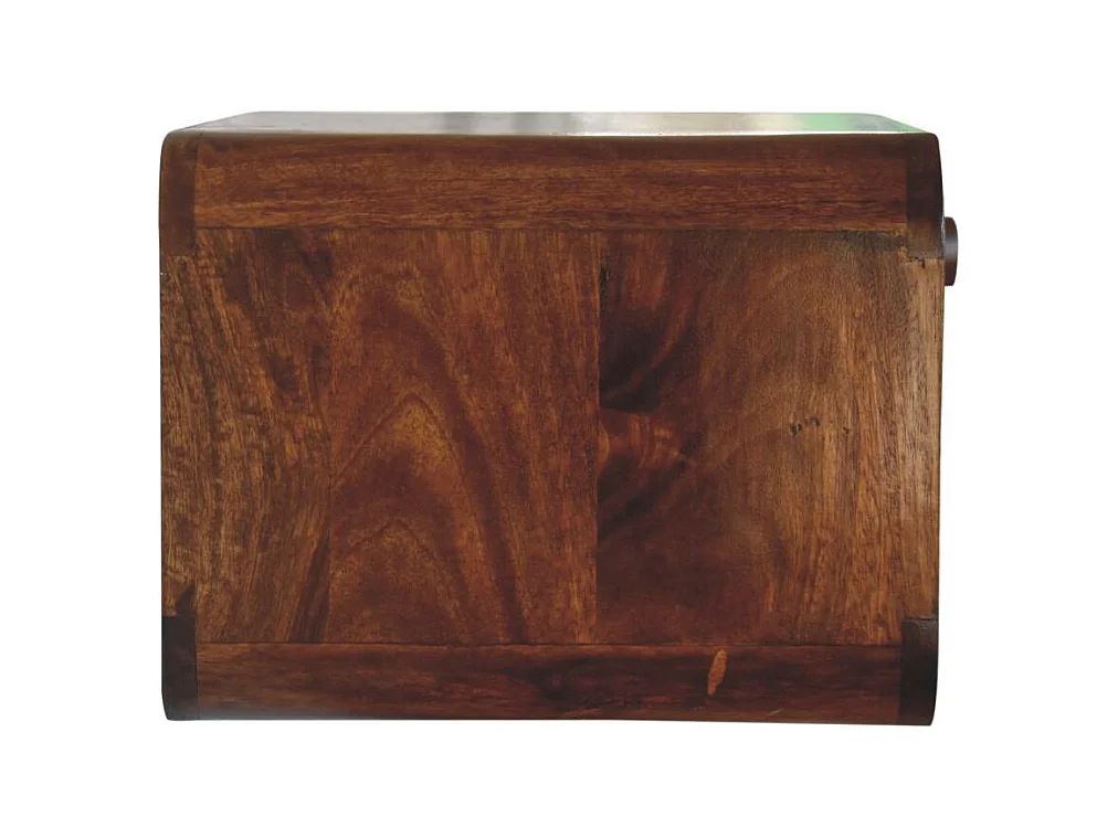 Artisan Furniture Wandmontierter offener geflochtener Nachttisch aus massivem Kastanienholz