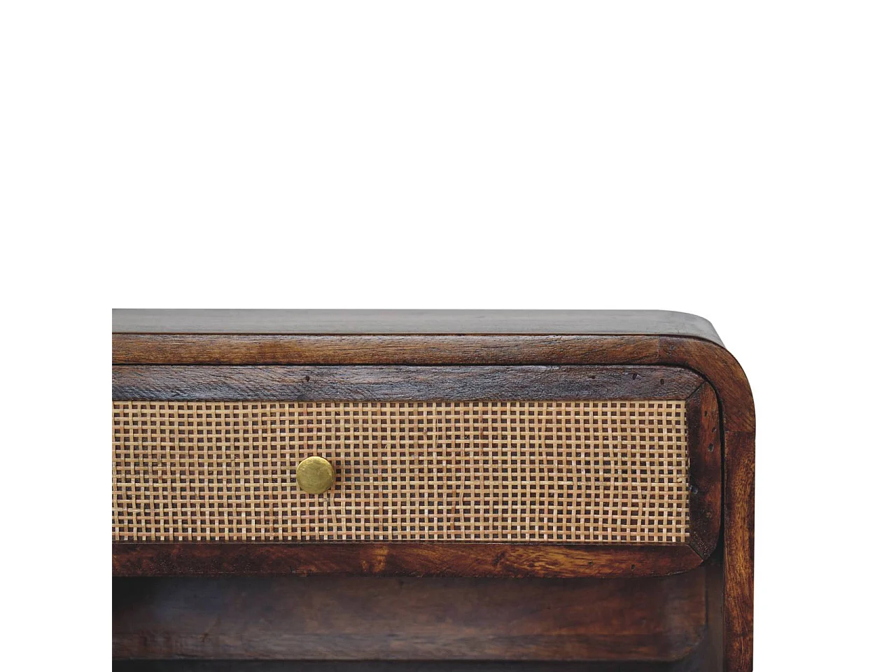 Artisan Furniture Table de chevet murale ouverte tressée finition châtaignier en bois massif