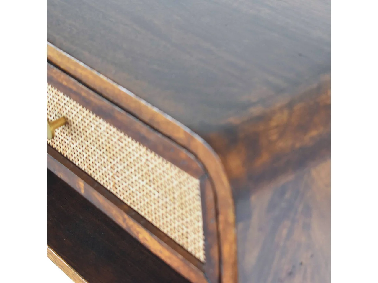 Artisan Furniture Table de chevet murale ouverte tressée finition châtaignier en bois massif