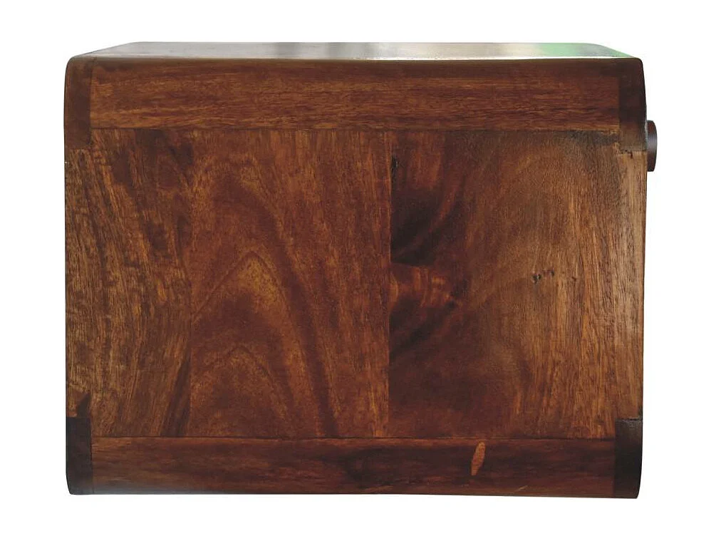 Artisan Furniture Table de chevet murale ouverte tressée finition châtaignier en bois massif