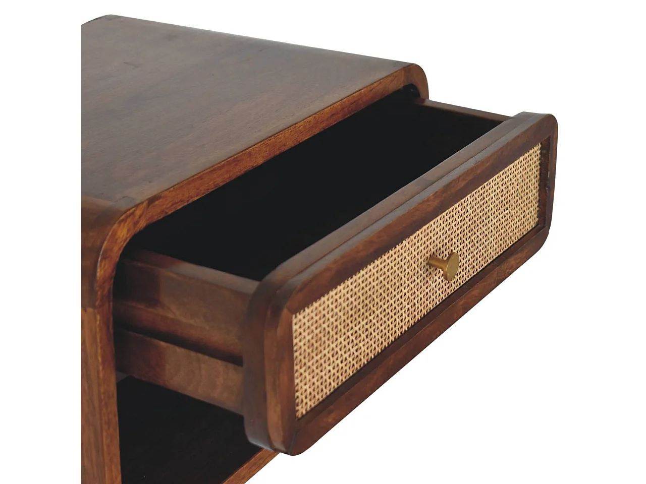 Artisan Furniture Mesa de Cabeceira Suspensa Aberta com Entrançado em Castanheiro em Madeira Maciça