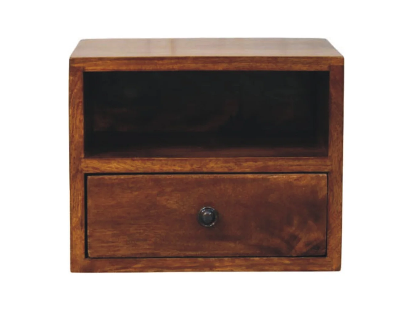 Artisan Furniture Table de nuit murale Solis 1 tiroir en bois massif finition châtaignier