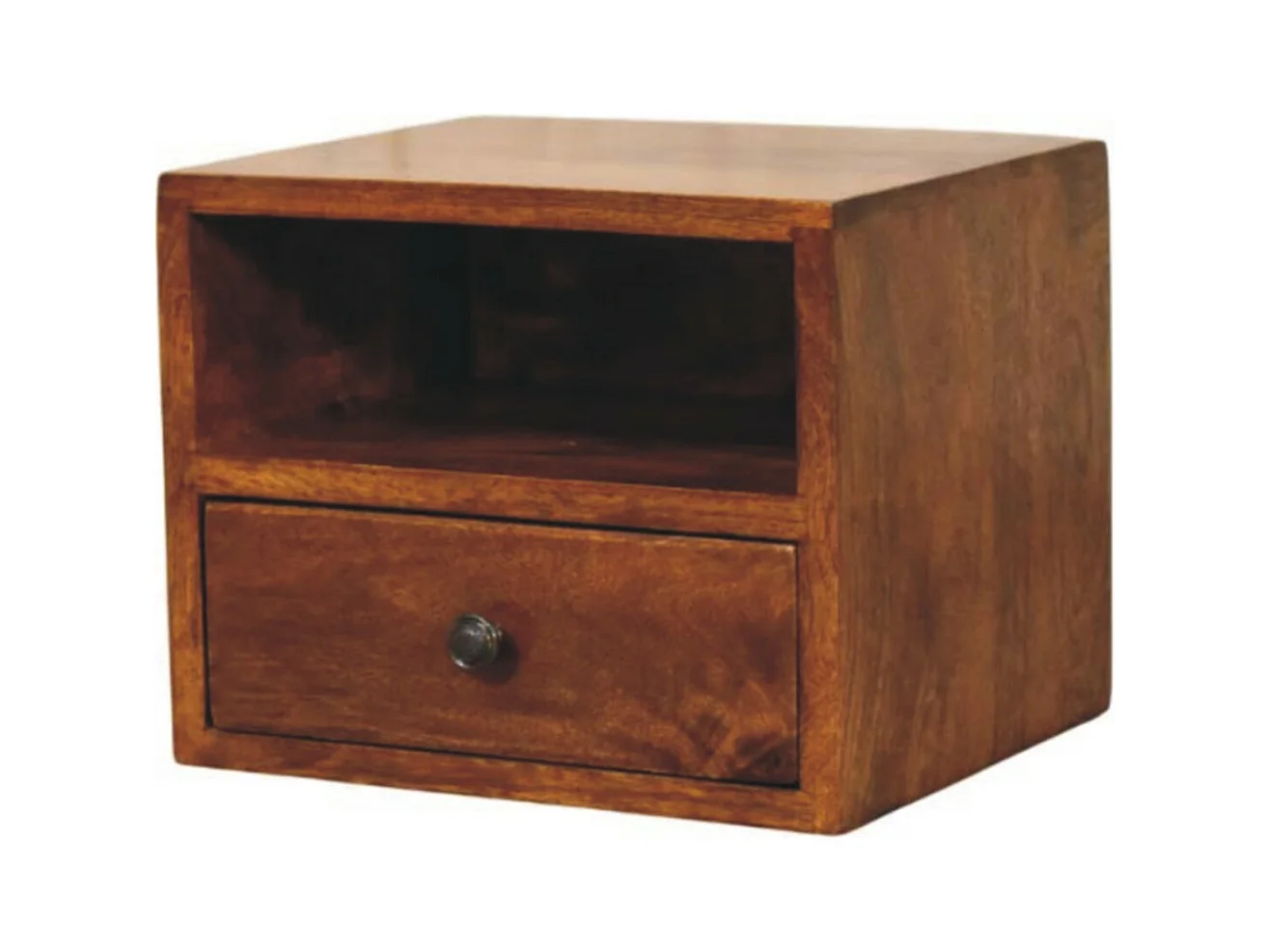 Artisan Furniture Table de nuit murale Solis 1 tiroir en bois massif finition châtaignier