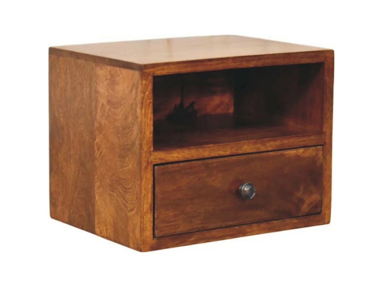 Artisan Furniture Table de nuit murale Solis 1 tiroir en bois massif finition châtaignier