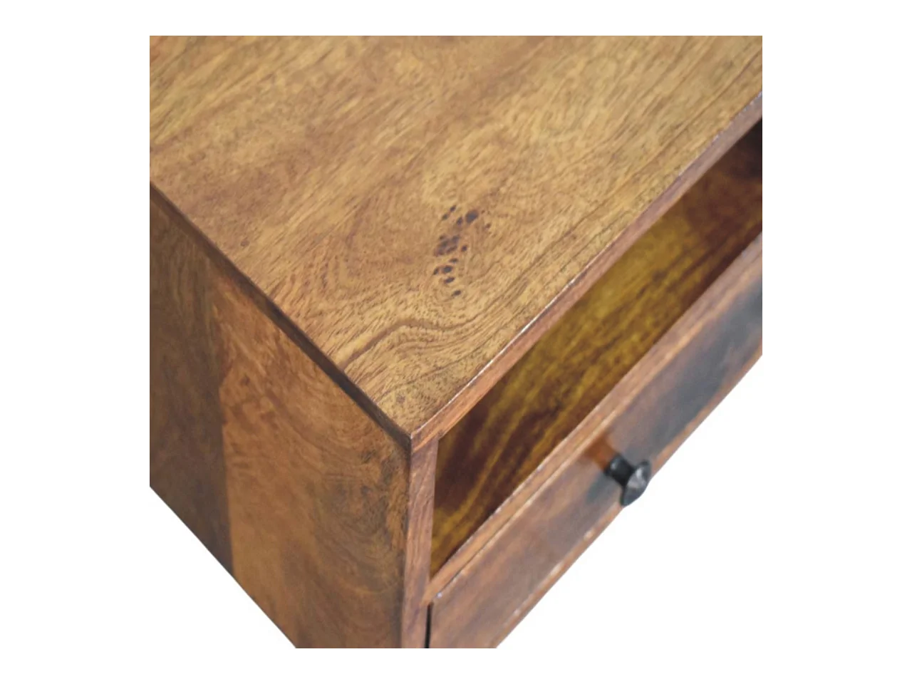 Artisan Furniture Table de nuit murale Solis 1 tiroir en bois massif finition châtaignier