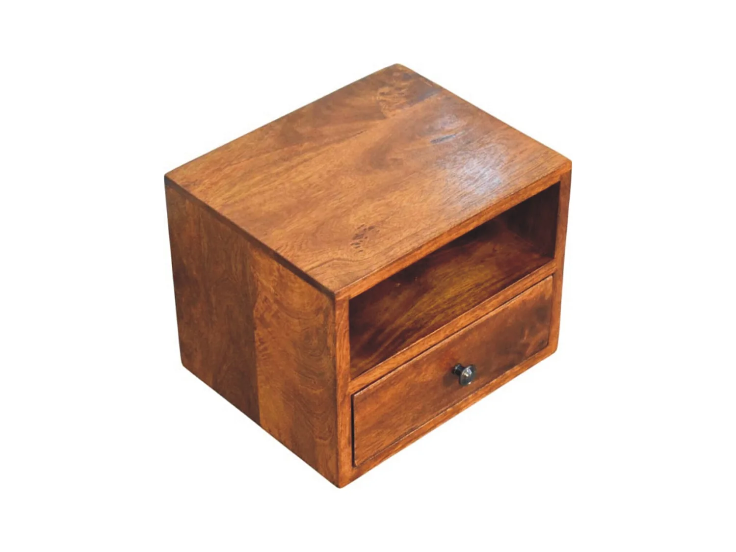 Artisan Furniture Table de nuit murale Solis 1 tiroir en bois massif finition châtaignier