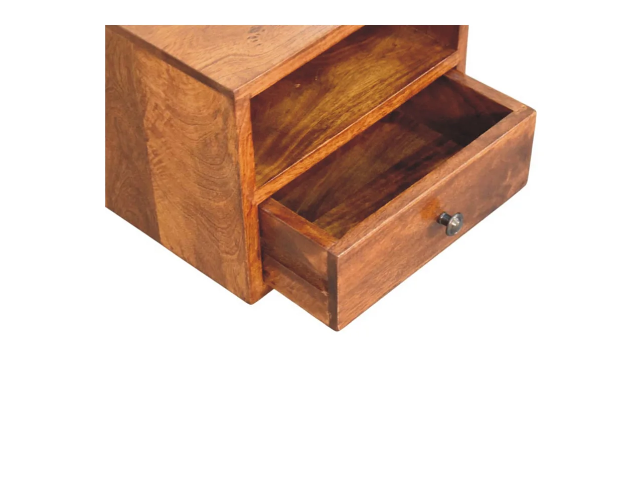 Artisan Furniture Table de nuit murale Solis 1 tiroir en bois massif finition châtaignier