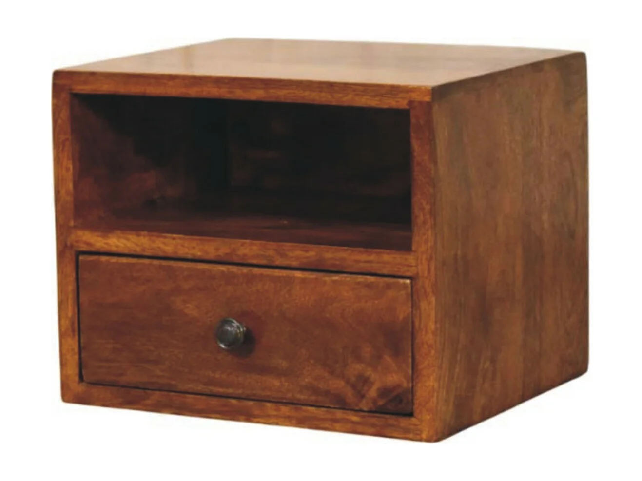 Artisan Furniture Solis Wandmontierter Nachttisch mit 1 Schublade aus massivem Kastanienholz