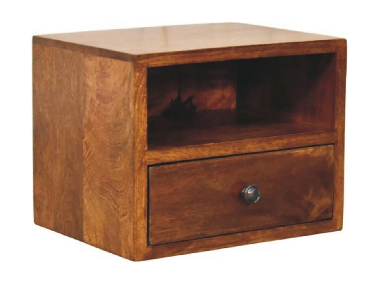 Artisan Furniture Solis Wandmontierter Nachttisch mit 1 Schublade aus massivem Kastanienholz