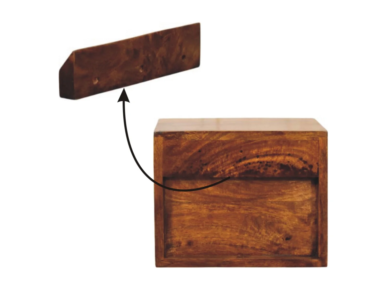 Artisan Furniture Solis Wandmontierter Nachttisch mit 1 Schublade aus massivem Kastanienholz