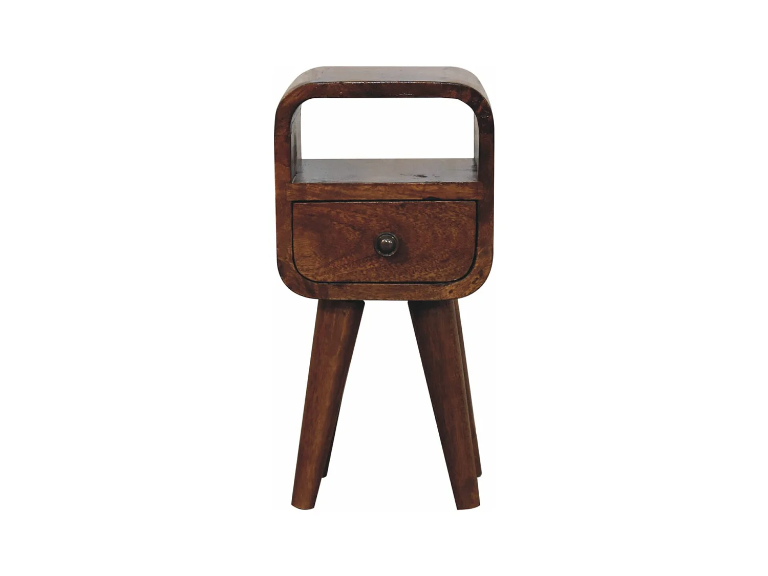 Artisan Furniture Extra mini gebogen nachtkastje met open vak van massief kastanjehout