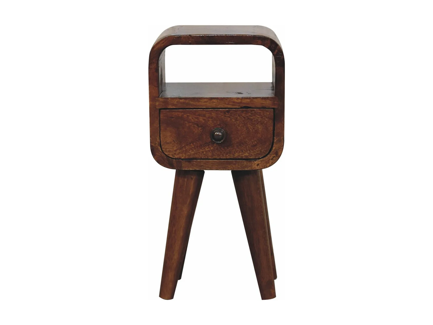 Artisan Furniture Table de chevet extra mini avec niche ouverte en bois massif finition châtaignier