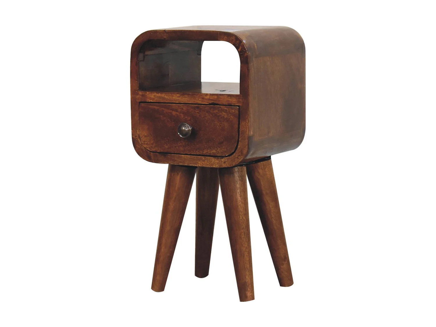 Artisan Furniture Table de chevet extra mini avec niche ouverte en bois massif finition châtaignier