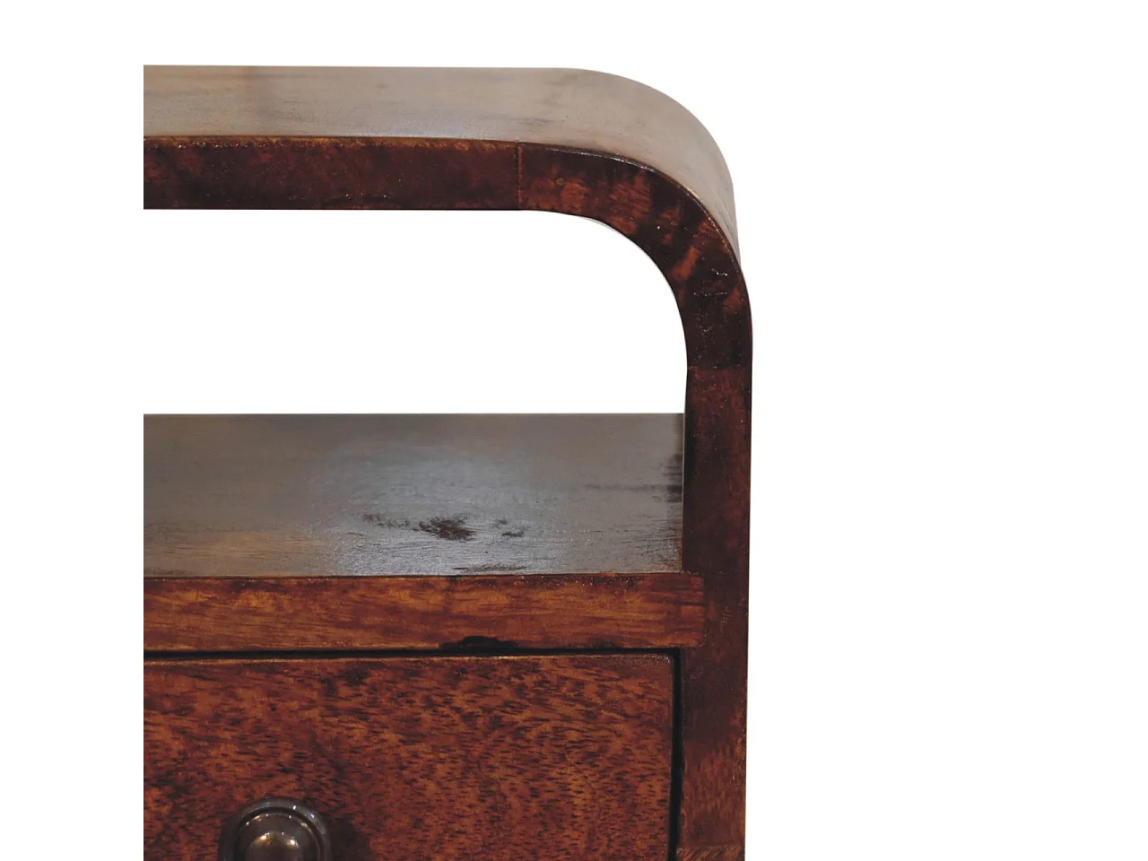 Artisan Furniture Table de chevet extra mini avec niche ouverte en bois massif finition châtaignier