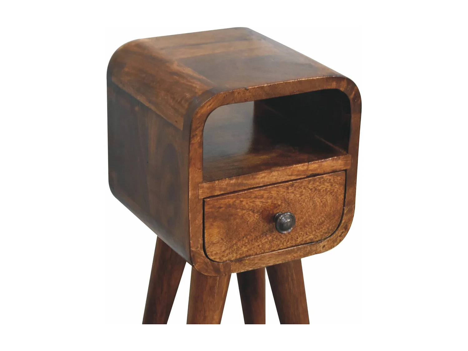 Artisan Furniture Table de chevet extra mini avec niche ouverte en bois massif finition châtaignier