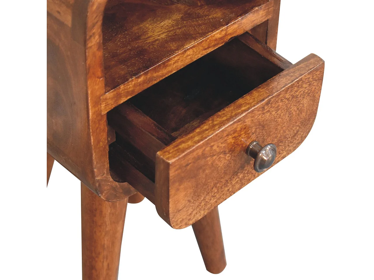 Artisan Furniture Table de chevet extra mini avec niche ouverte en bois massif finition châtaignier