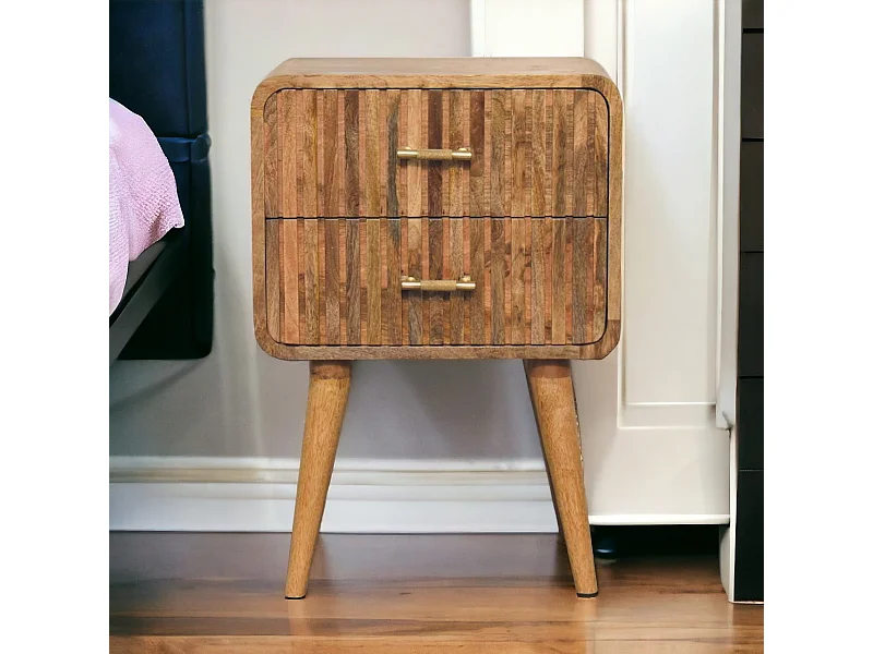 Artisan Furniture Table de chevet nervurée avec barre en T en bois massif