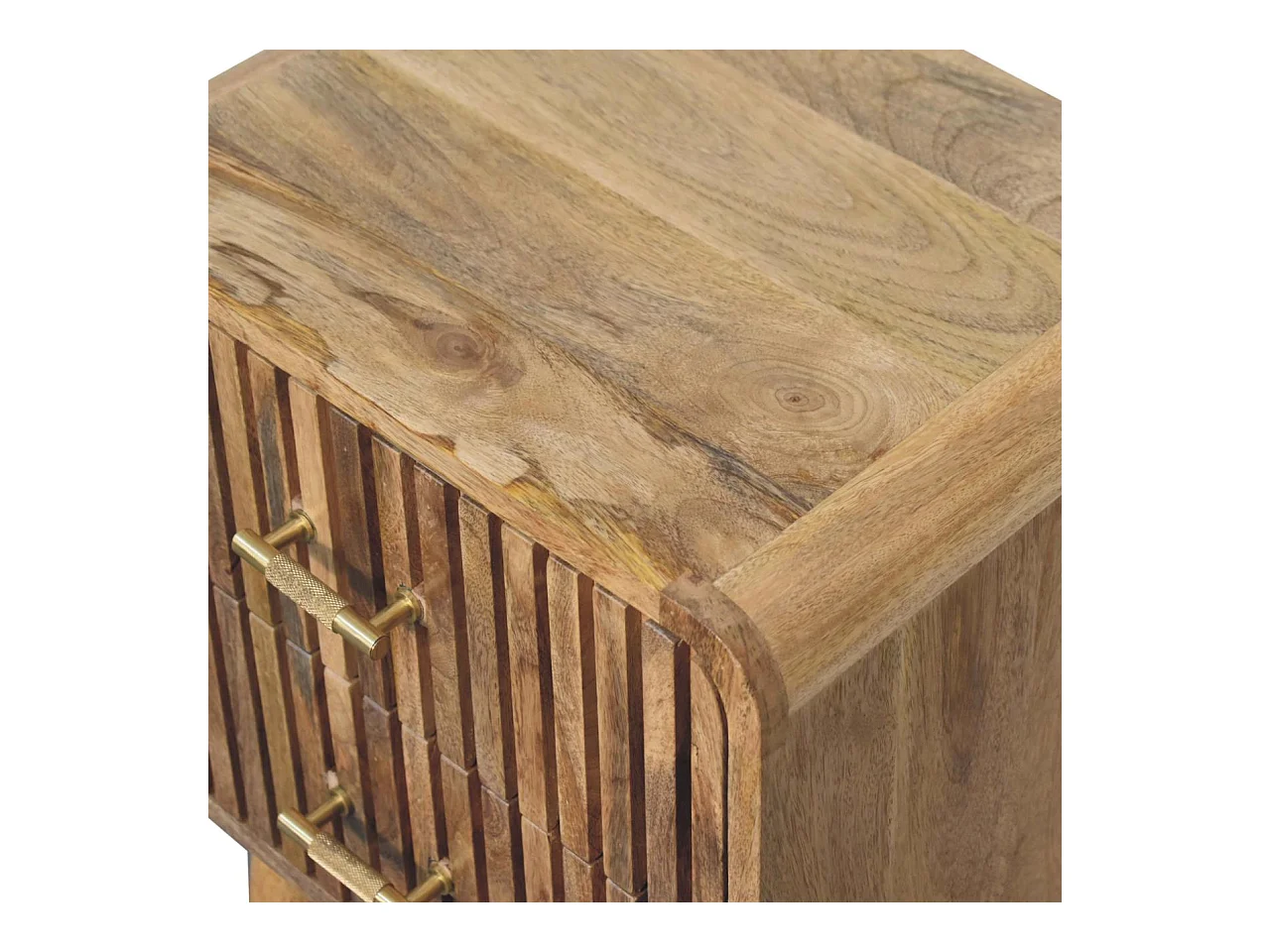 Artisan Furniture Table de chevet nervurée avec barre en T en bois massif