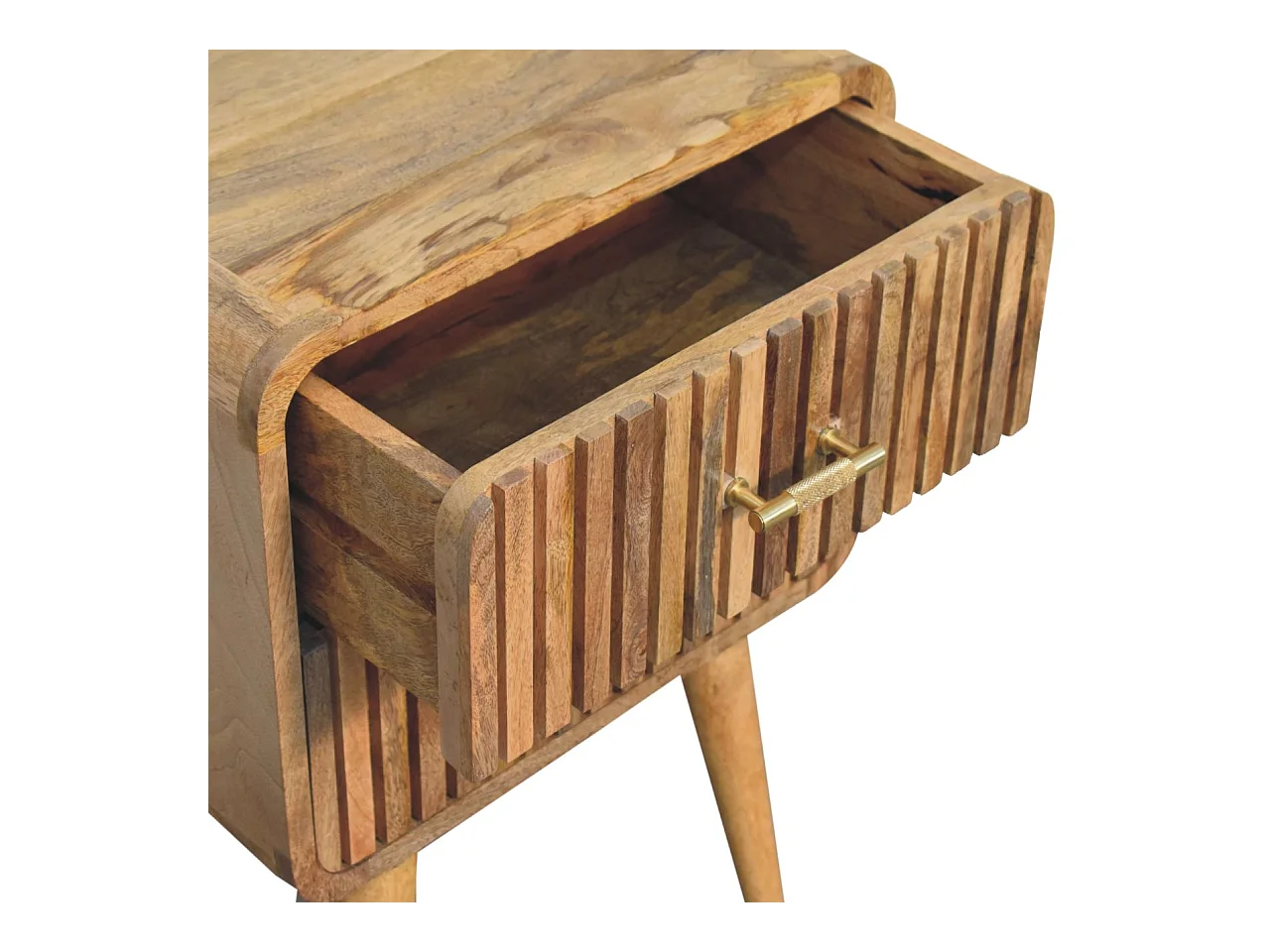 Artisan Furniture Table de chevet nervurée avec barre en T en bois massif