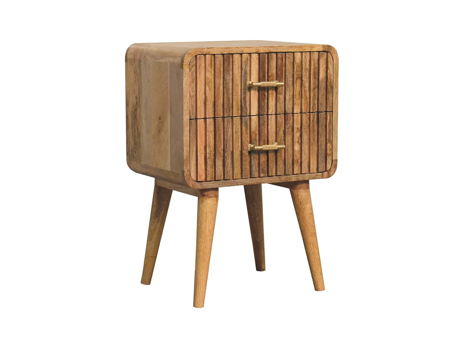 Artisan Furniture Nachttisch mit T-Leiste und Rillen aus Massivholz