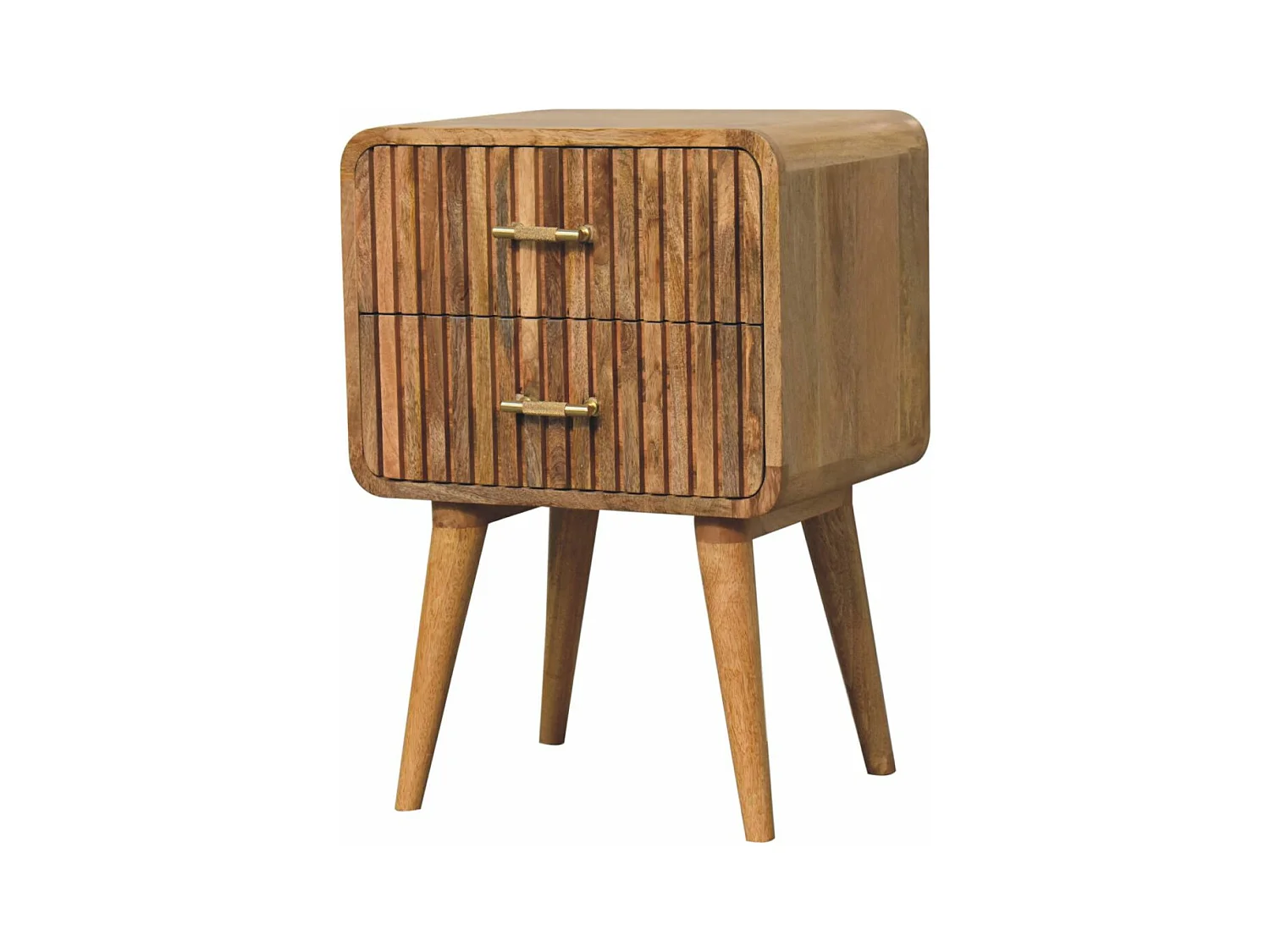 Artisan Furniture Nachttisch mit T-Leiste und Rillen aus Massivholz