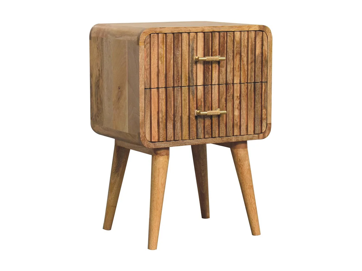 Table de chevet T-bar à reliefs Artisan Furniture, 2 tiroirs, marron