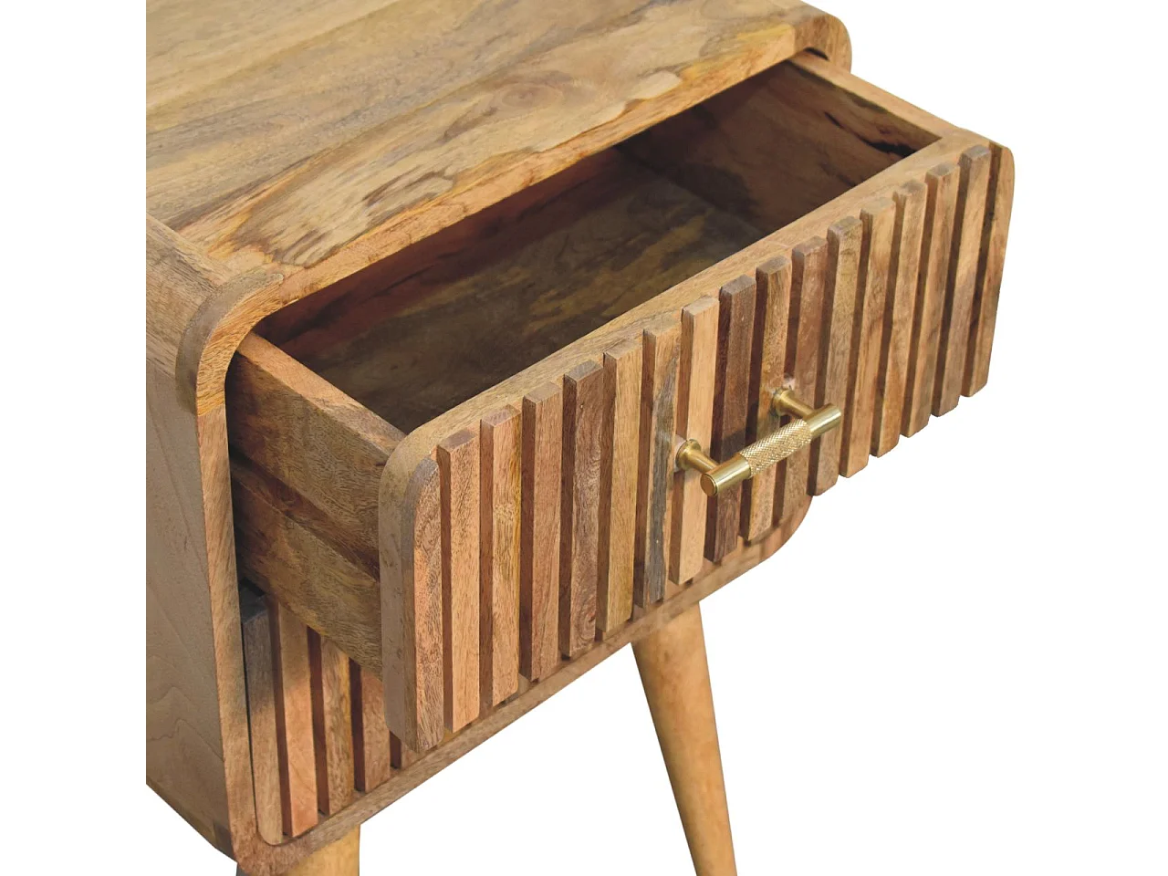 Table de chevet T-bar à reliefs Artisan Furniture, 2 tiroirs, marron