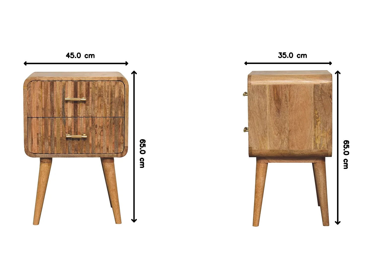 Table de chevet T-bar à reliefs Artisan Furniture, 2 tiroirs, marron