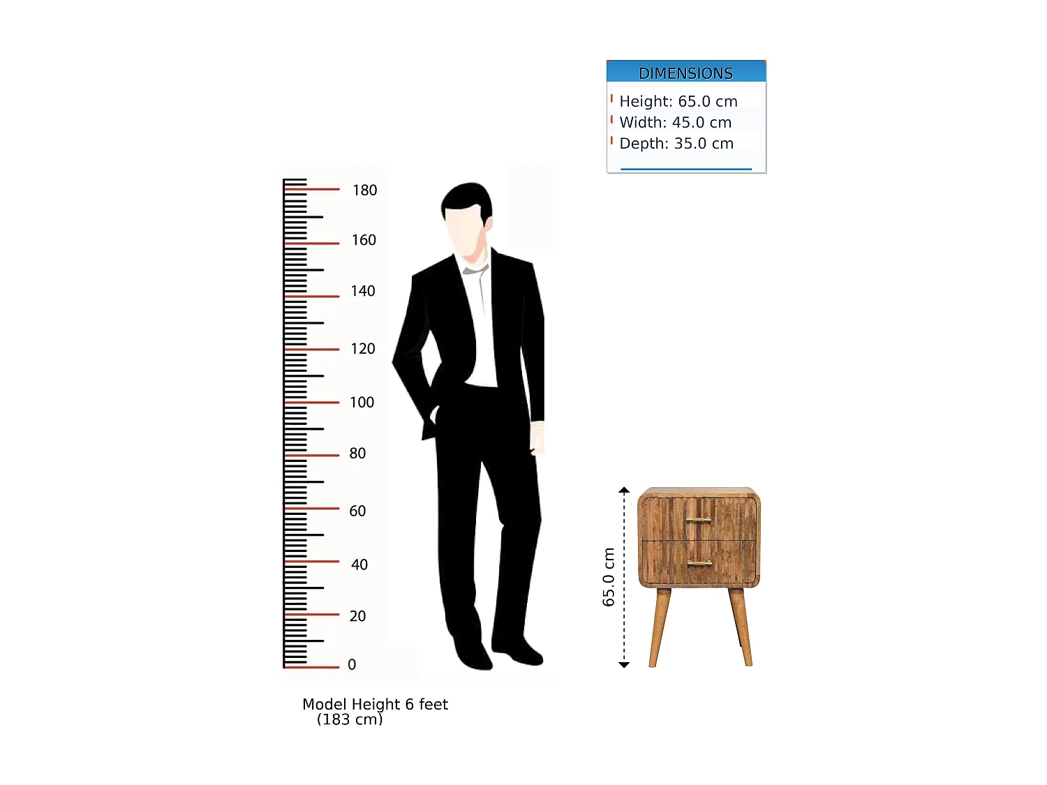 Table de chevet T-bar à reliefs Artisan Furniture, 2 tiroirs, marron