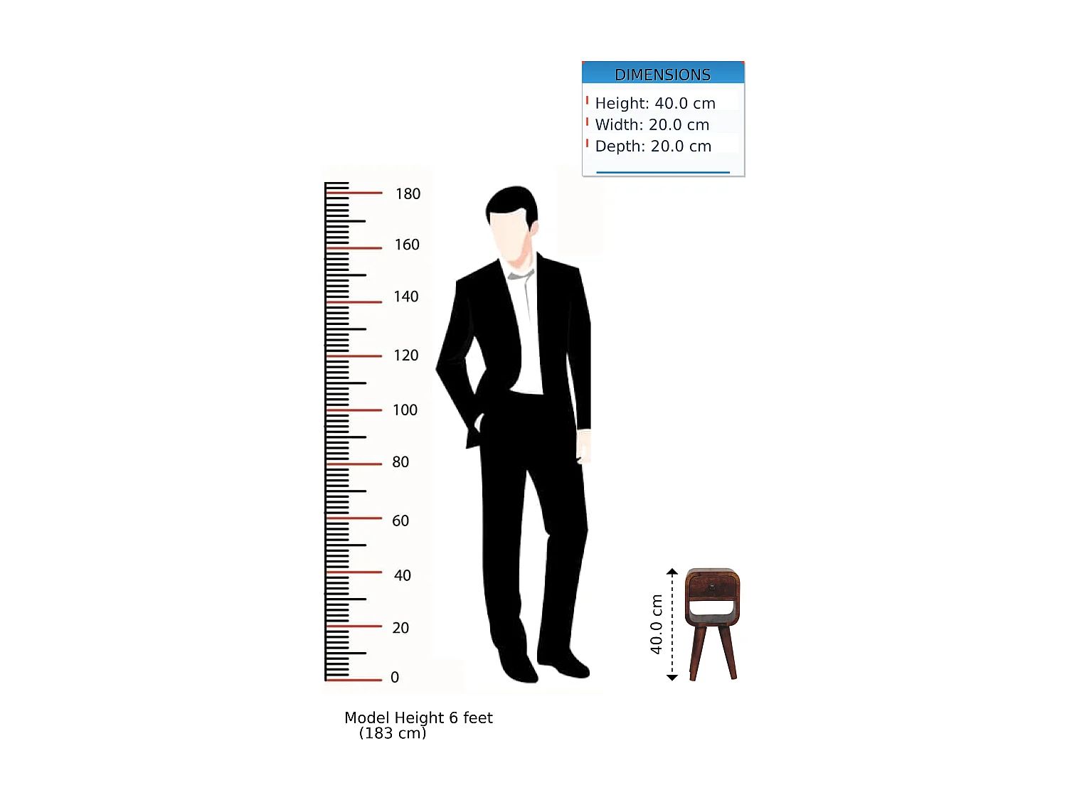 Table de chevet Extra Mini Curve basse en châtaignier Artisan Furniture, 1 tiroir, 1 étagère, brun foncé