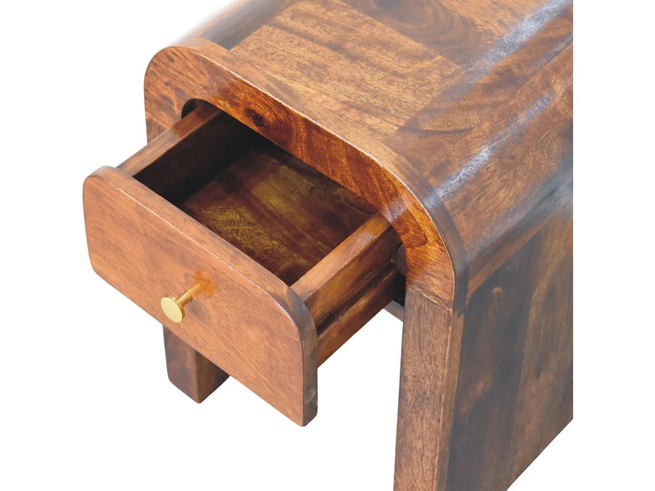 Artisan Furniture Mini Darcy nachtkastje van massief kastanjehout met gebogen randen