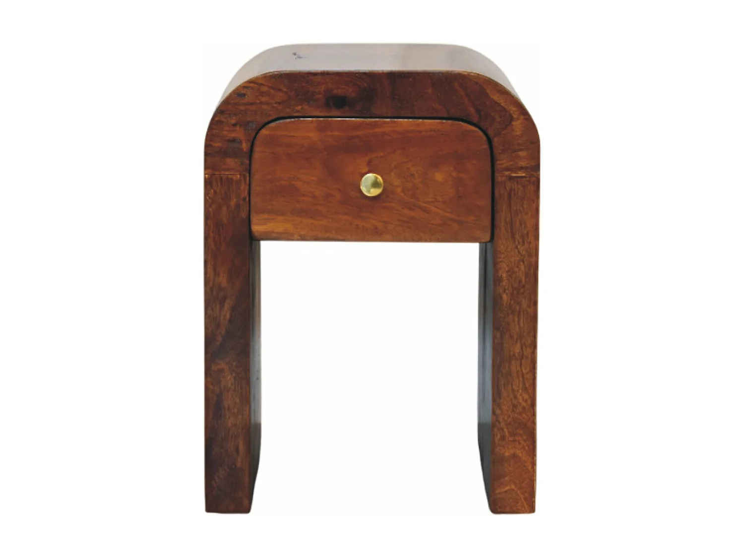 Artisan Furniture Mini table de nuit Darcy en bois massif finition châtaignier avec bords arrondis