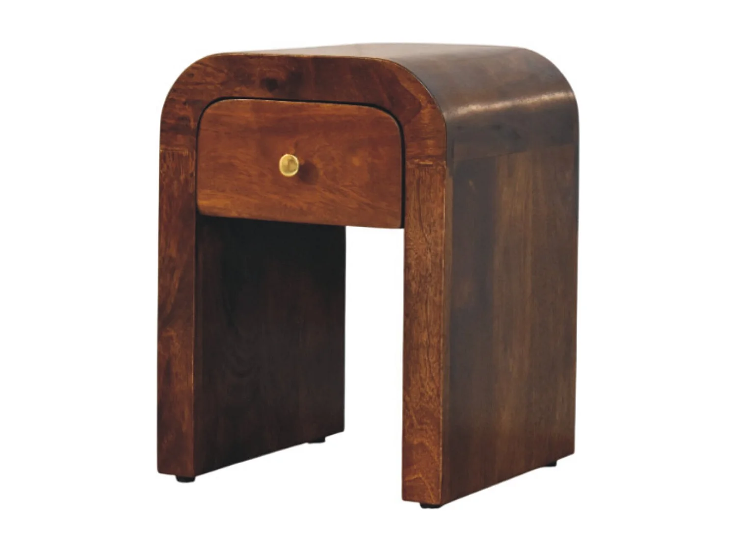 Artisan Furniture Mini table de nuit Darcy en bois massif finition châtaignier avec bords arrondis