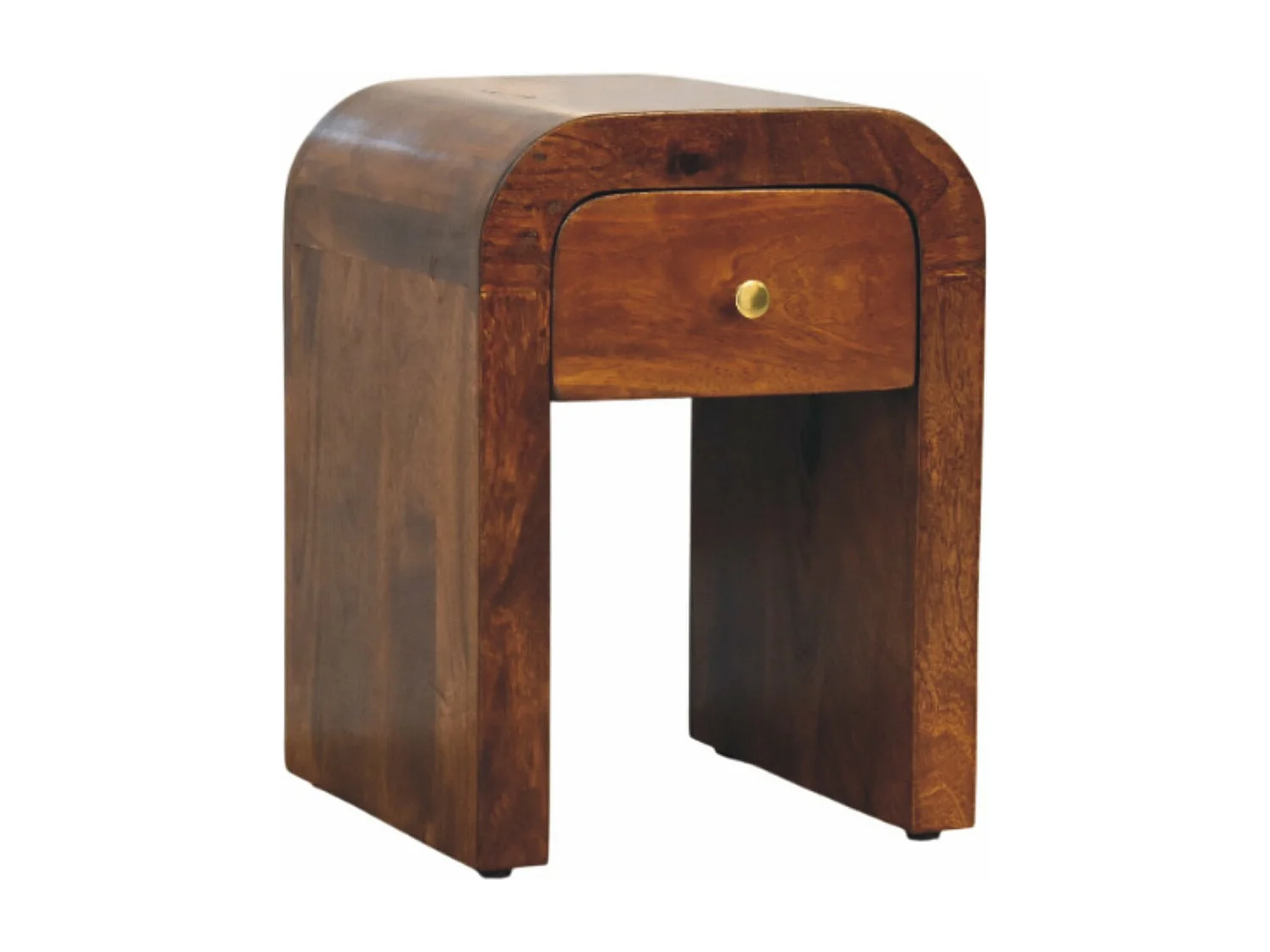 Artisan Furniture Mini table de nuit Darcy en bois massif finition châtaignier avec bords arrondis