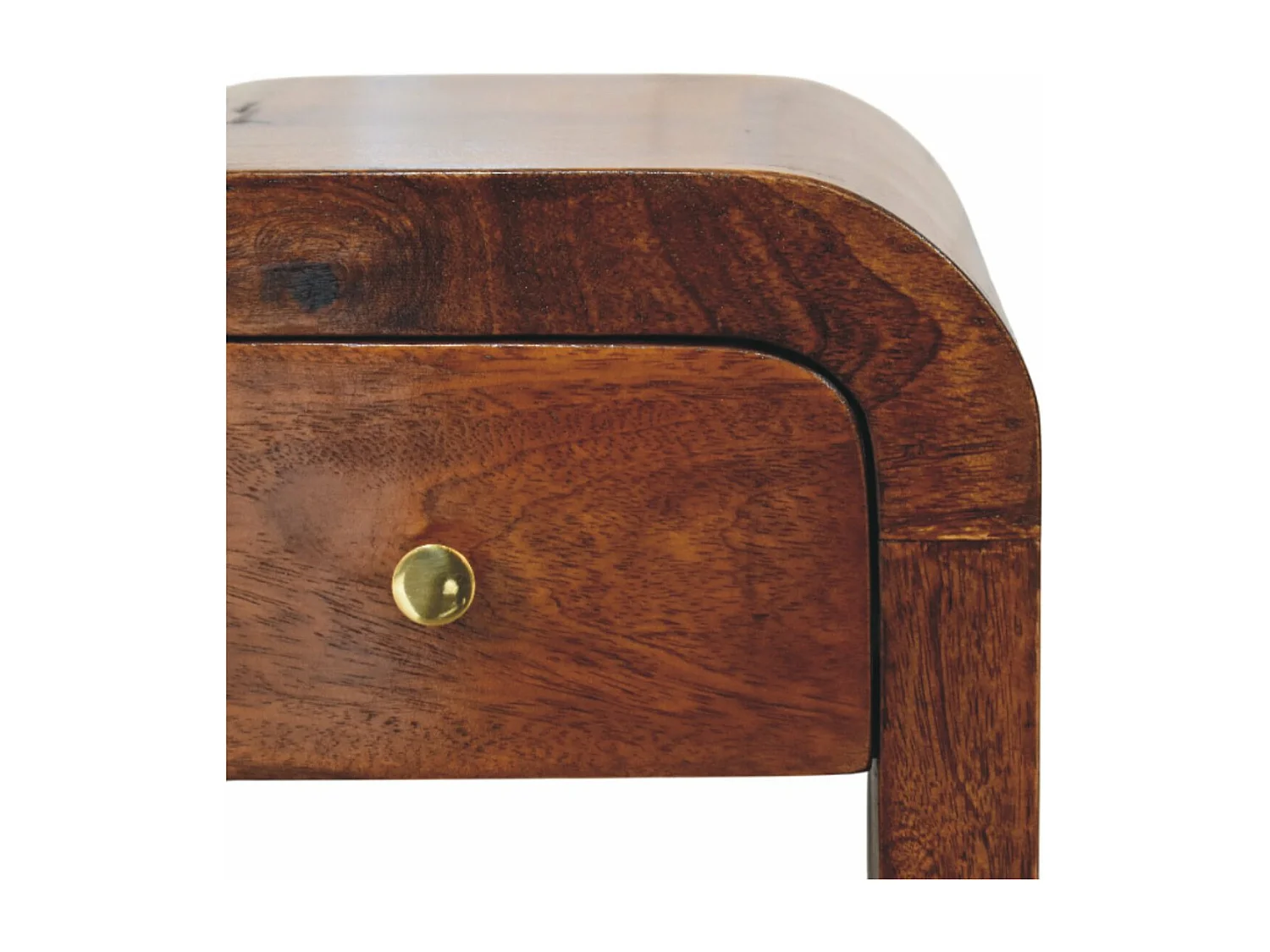 Artisan Furniture Mini table de nuit Darcy en bois massif finition châtaignier avec bords arrondis