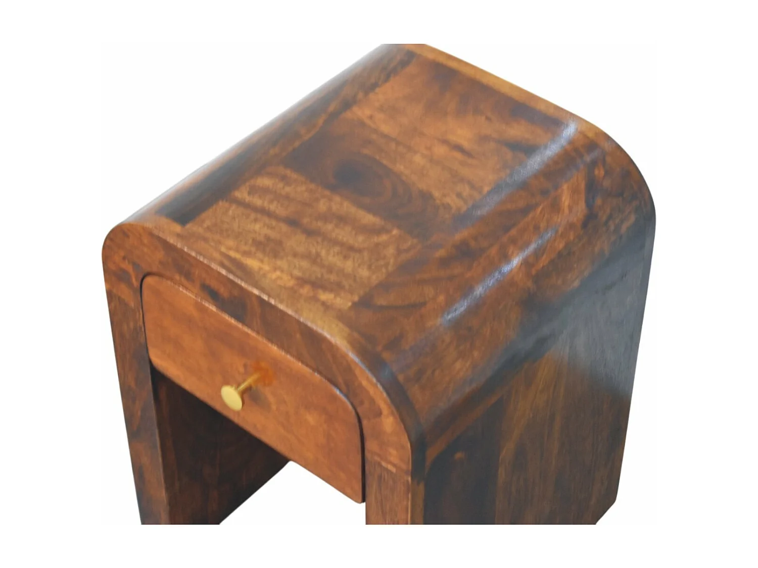 Artisan Furniture Mini table de nuit Darcy en bois massif finition châtaignier avec bords arrondis